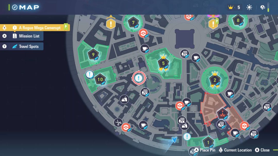 A map showing the location of Side Mission 006, just northwest of Bleu Plaza.