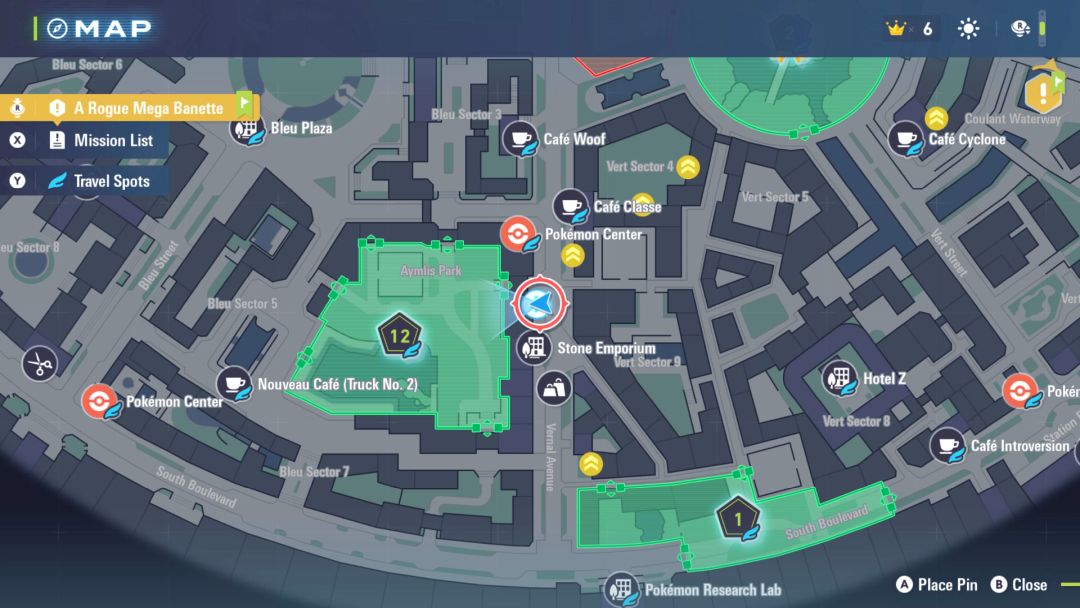 A map of the location where you meet Arden for battle, just north of the Stone Emporium building.