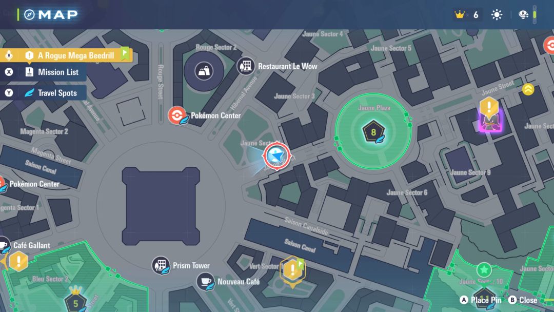 A map showing the location of Side Mission 35, west from Wild Zone 8.