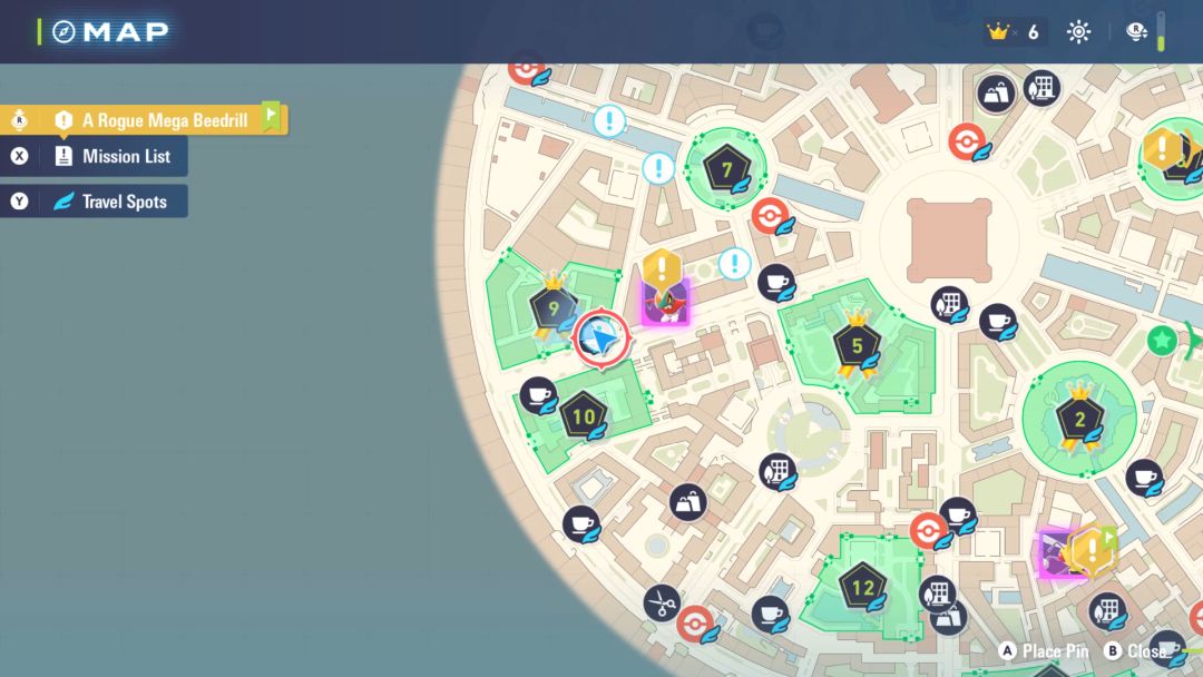 A map showing the location of Side Mission 36, just to the south of Wild Zone 9.