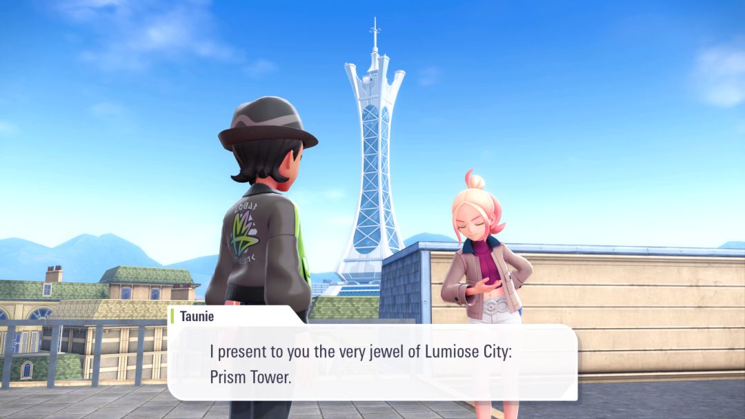 Taunie tells the player about Prism Tower, a major landmark in Lumiose City.